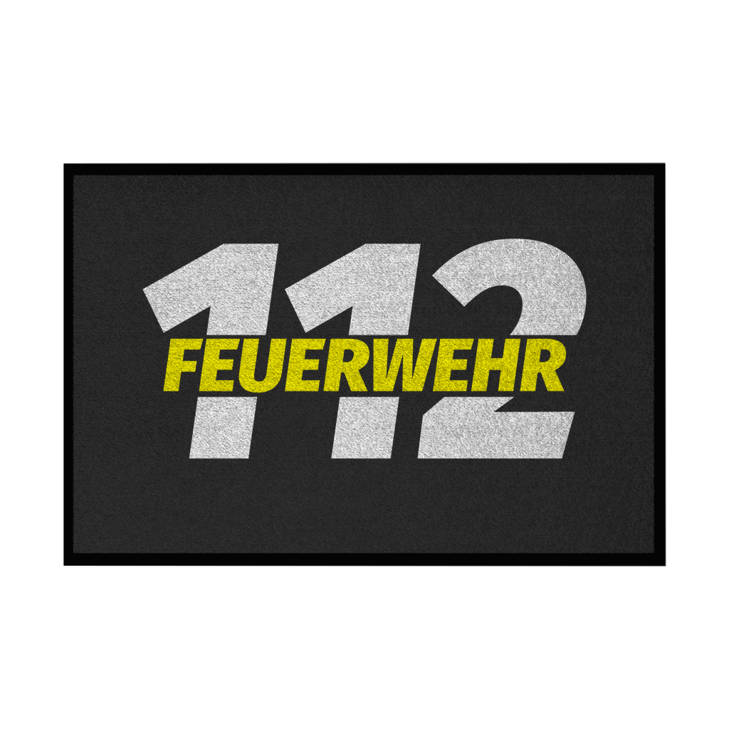 Fußmatte mit Gummirand - 112 Feuerwehr Gelb