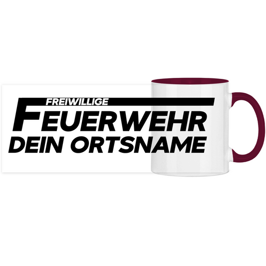 Panorama Tasse zweifarbig - Freiwillige Feuerwehr [Personalisierbar]