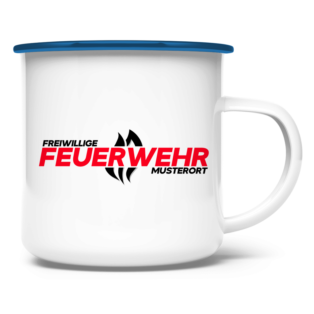 Emaille Tasse - Flamme Freiwillige Feuerwehr Rot [Personalisierbar]