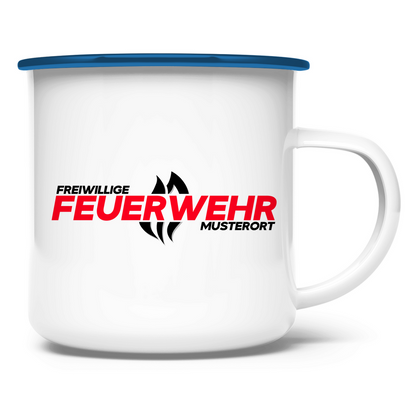 Emaille Tasse - Flamme Freiwillige Feuerwehr Rot [Personalisierbar]