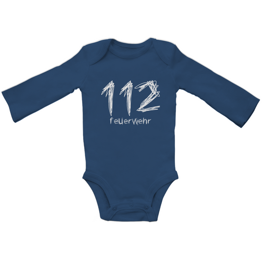 Baby Bio Bodysuite Langarm - 112 Feuerwehr Gekritzel
