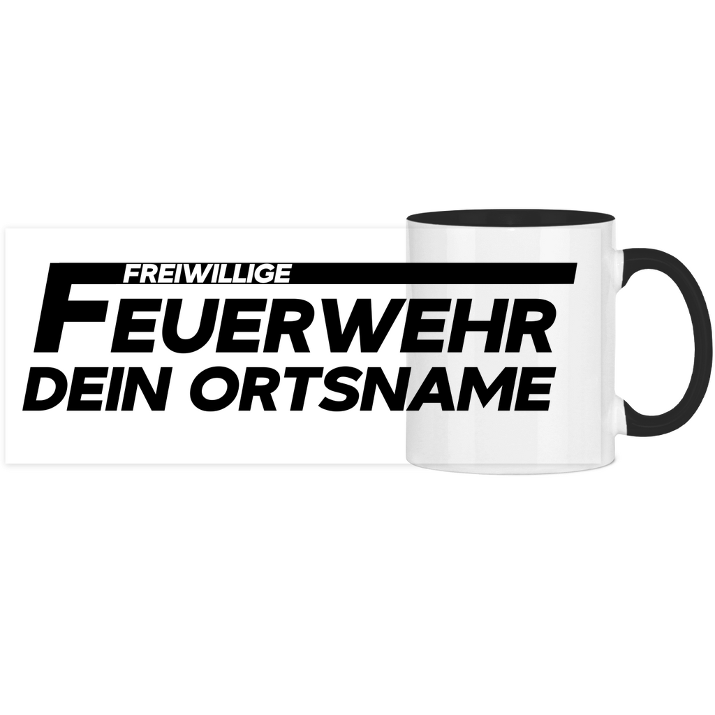Panorama Tasse zweifarbig - Freiwillige Feuerwehr [Personalisierbar]