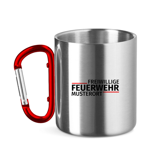 Edelstahltasse mit Karabinergriff - Modern Freiwillige Feuerwehr [Personalisierbar]