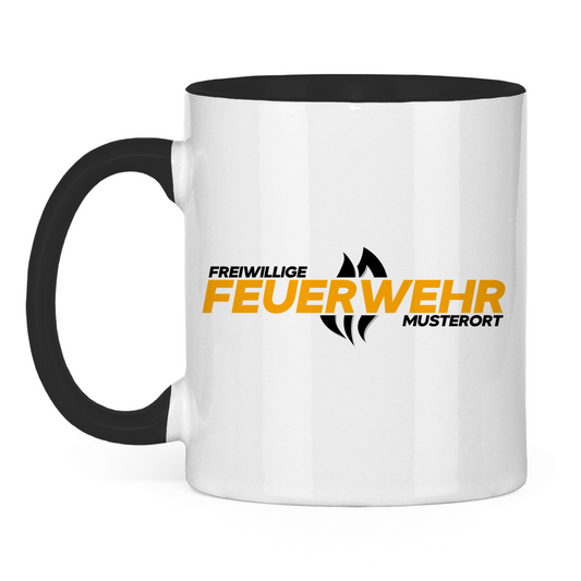 Tasse zweifarbig - Flamme Freiwillige Feuerwehr Gelb [Personalisierbar]