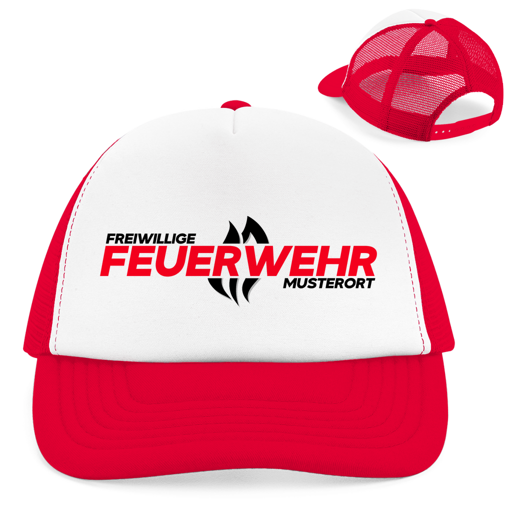 Retro Trucker Cap - Flamme Freiwillige Feuerwehr Rot [Personalisierbar]
