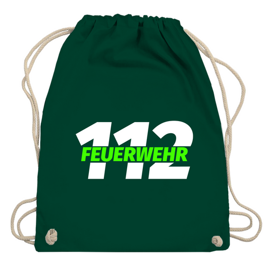 Turnbeutel - 112 Feuerwehr Grün