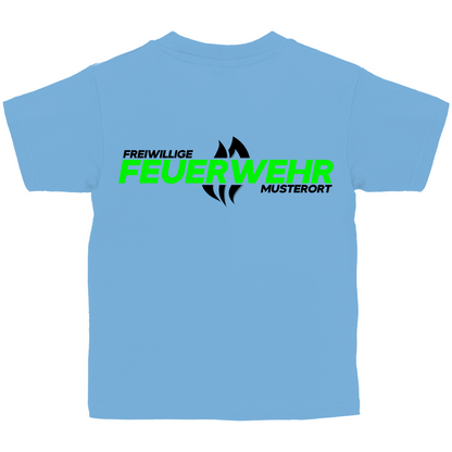 Kinder T-Shirt - Flamme Freiwillige Feuerwehr Grün [Personalisierbar]