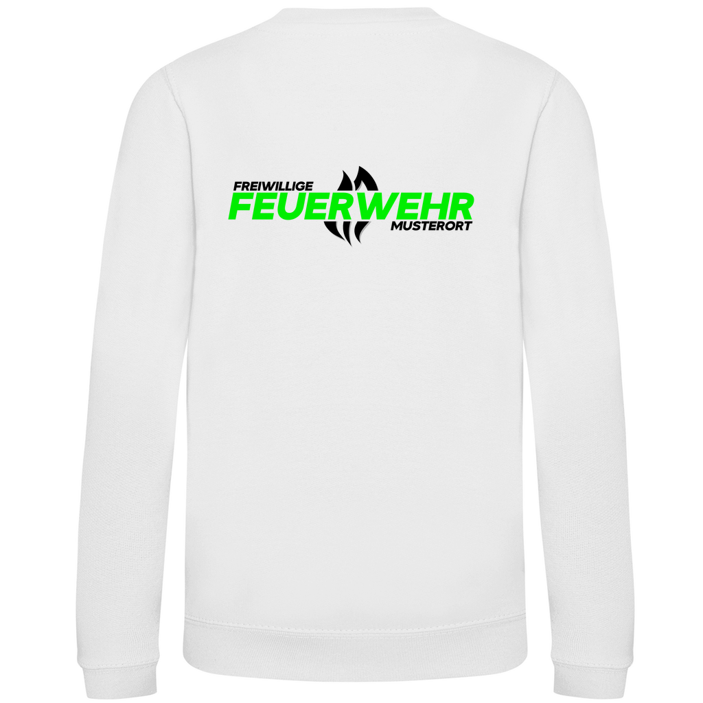 Kinder Sweatshirt - Flamme Freiwillige Feuerwehr Grün [Personalisierbar]
