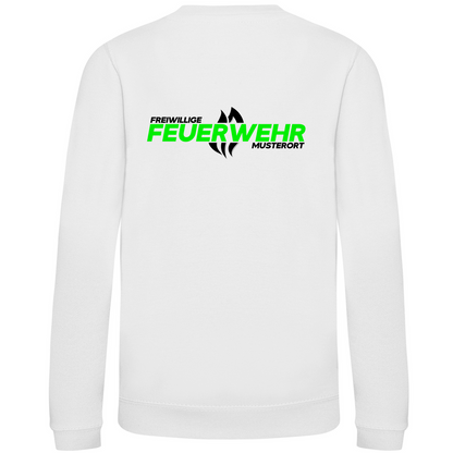 Kinder Sweatshirt - Flamme Freiwillige Feuerwehr Grün [Personalisierbar]