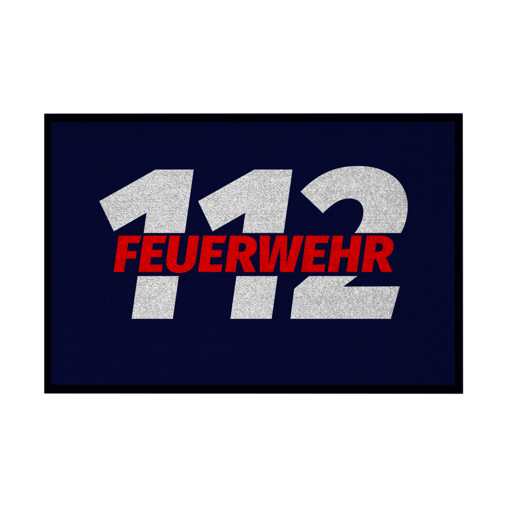 Fußmatte mit Gummirand - 112 Feuerwehr Rot