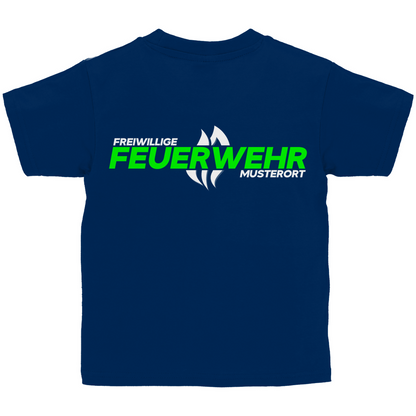 Kinder T-Shirt - Flamme Freiwillige Feuerwehr Grün [Personalisierbar]