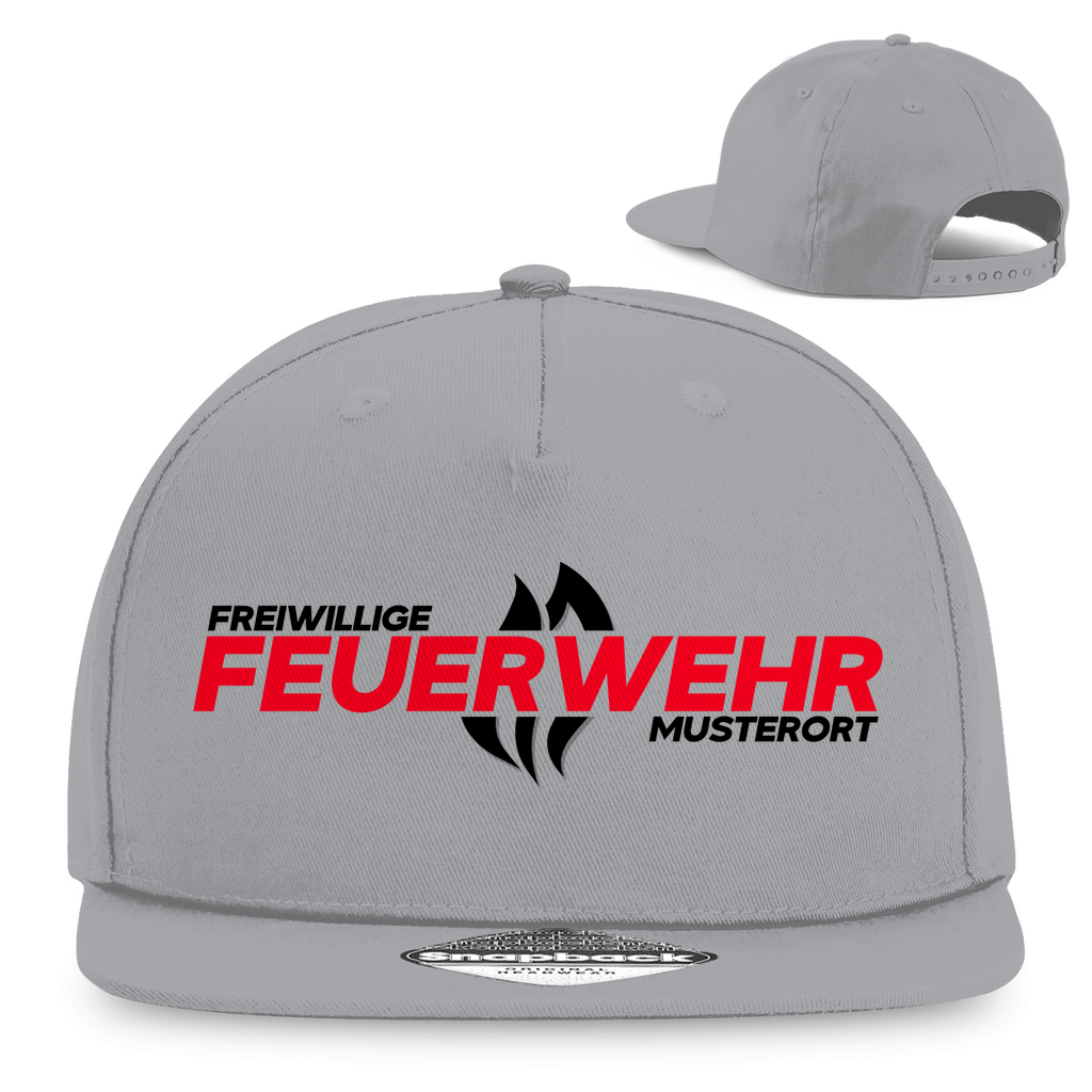 Snapback Rapper Cap - Flamme Freiwillige Feuerwehr Rot [Personalisierbar]