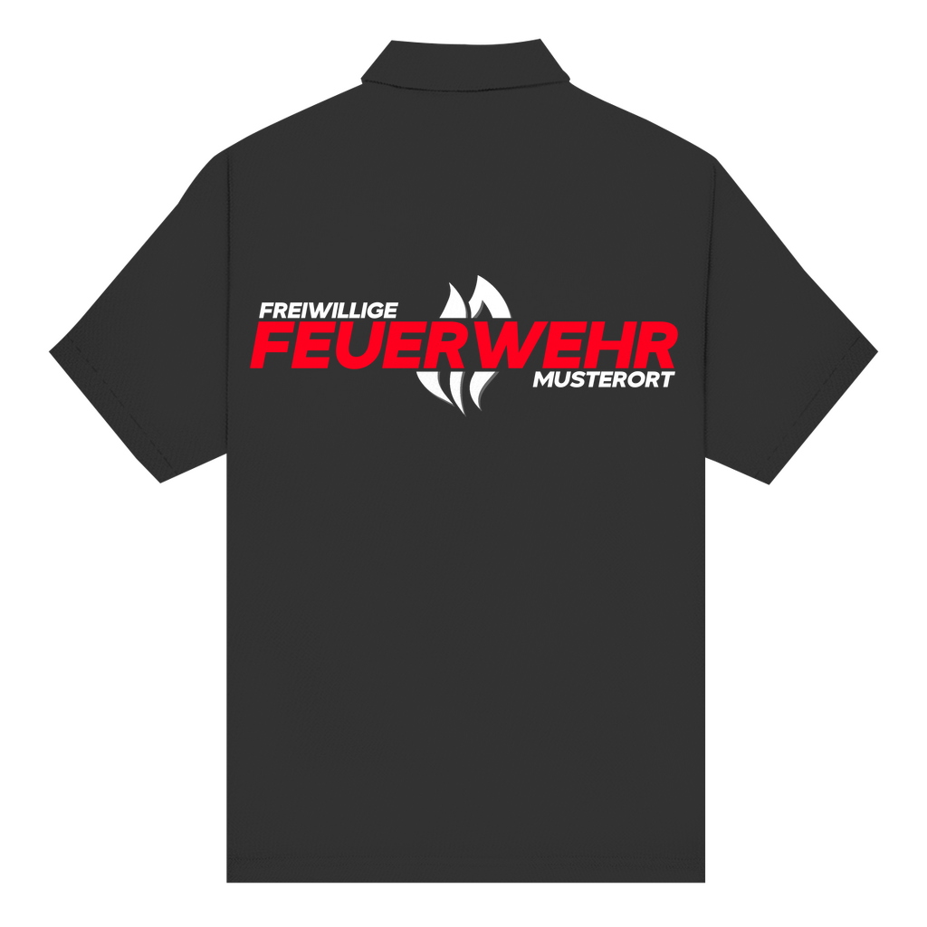 Unisex Poloshirt - Flamme Freiwillige Feuerwehr Rot (Personalisierbar)