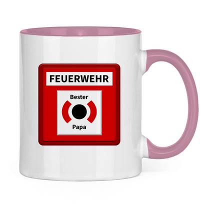 Tasse zweifarbig - Brandmelder Bester Papa