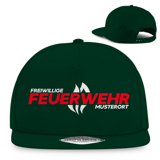 Snapback Rapper Cap - Flamme Freiwillige Feuerwehr Rot [Personalisierbar]