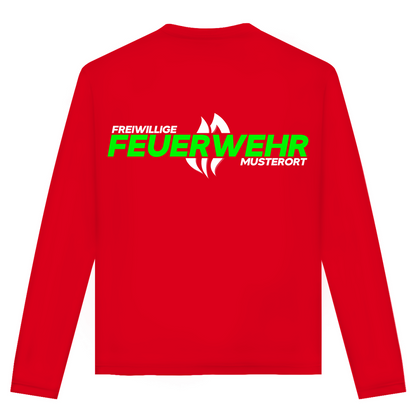 Unisex Langarmshirt - Flamme Freiwillige Feuerwehr Grün [Personalisierbar]