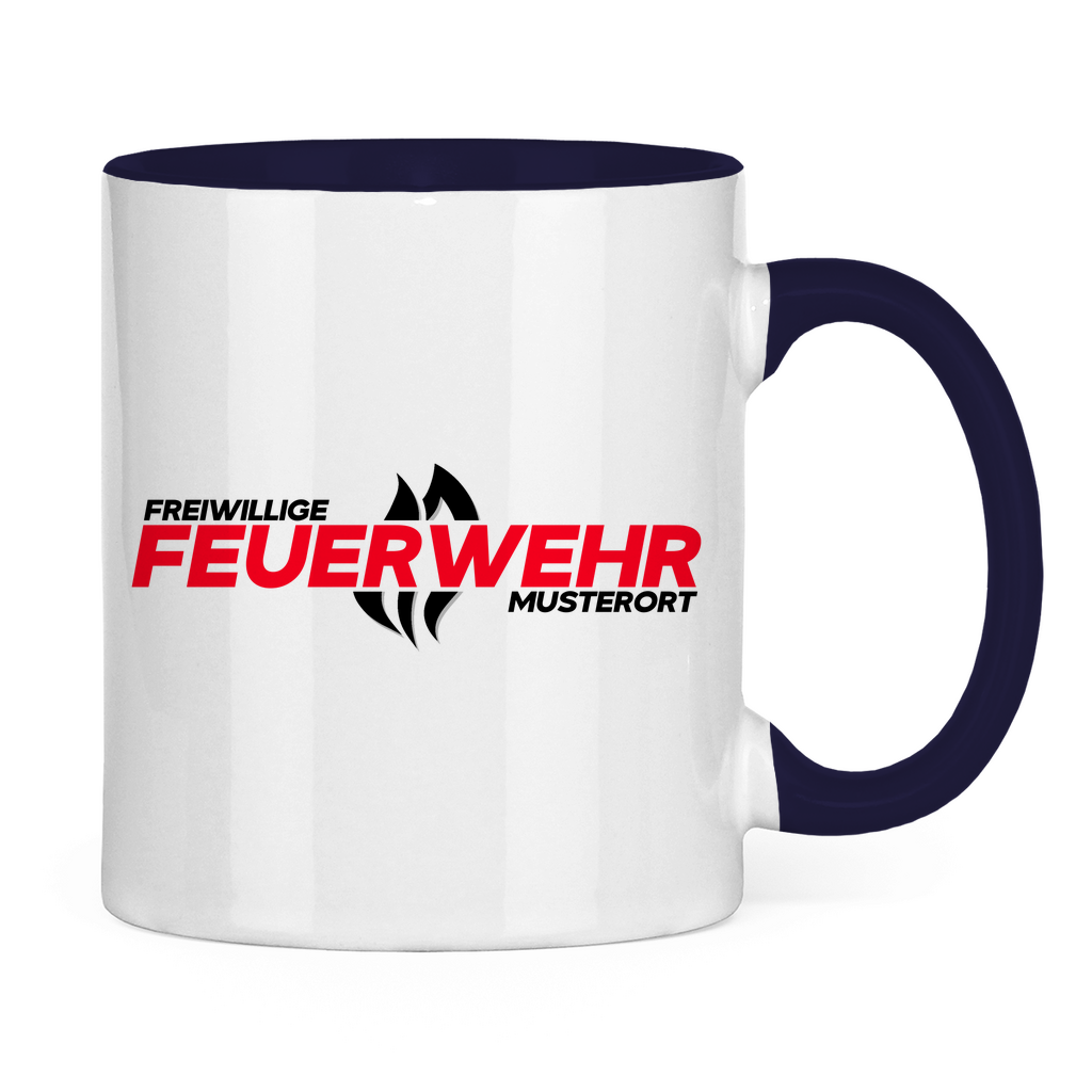 Tasse zweifarbig - Flamme Freiwillige Feuerwehr Rot [Personalisierbar]